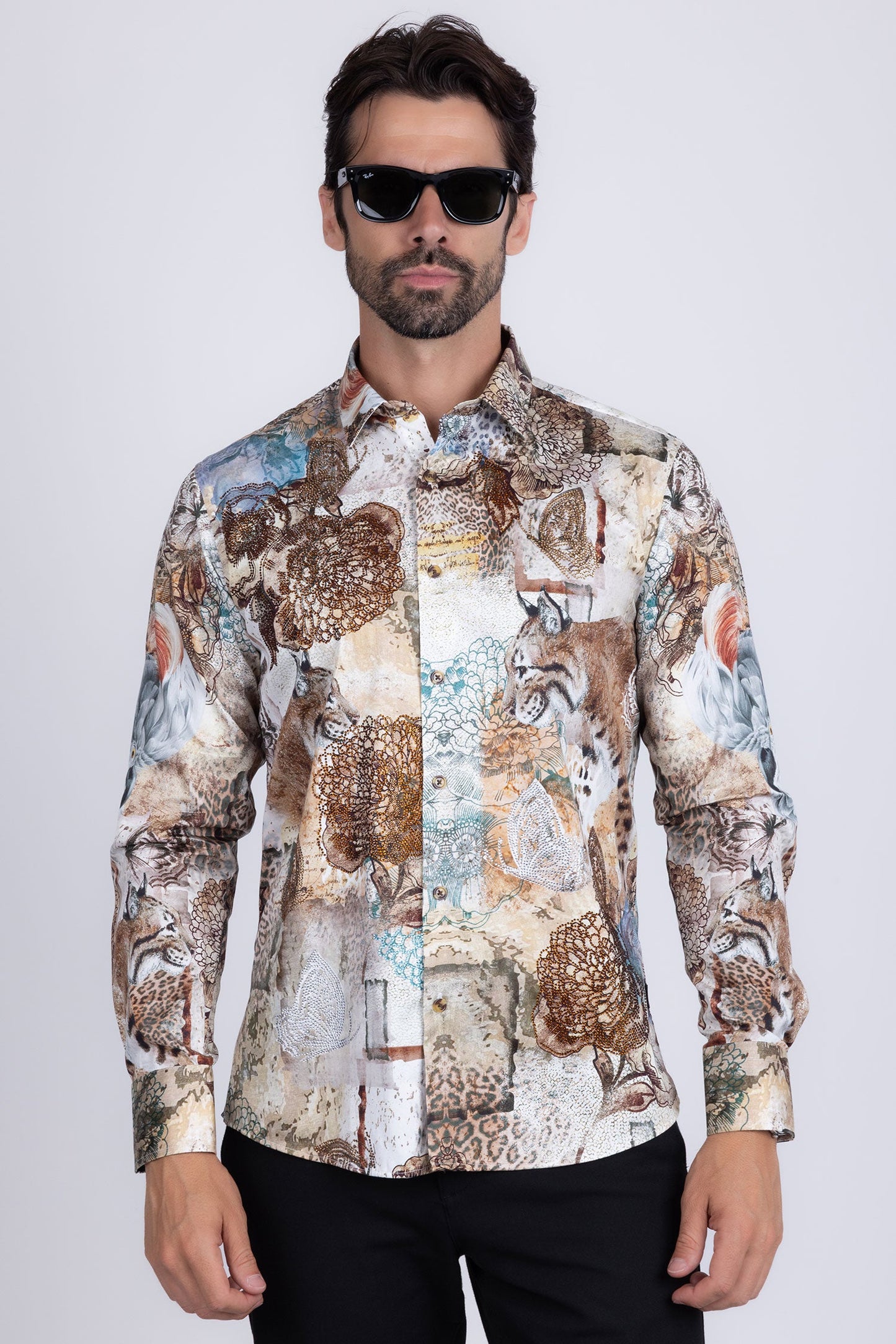 Wild Cat Rhinestone Long Sleeve Shirt