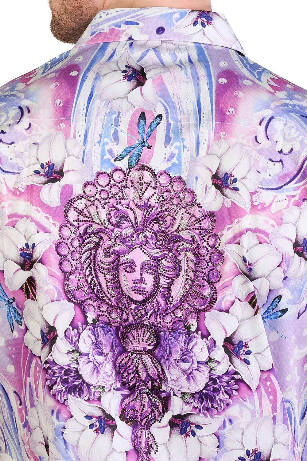 PAISLEY FLORAL Rhinestone Short Sleeve Shirt