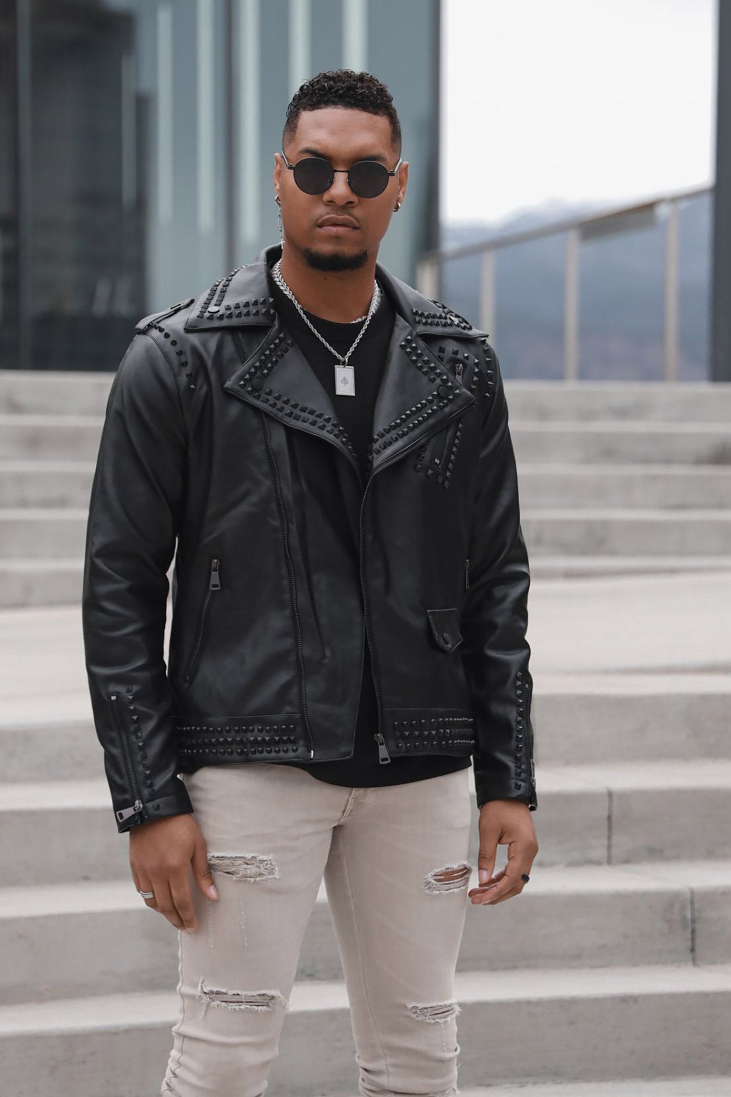 Serrated Look PU Jacket