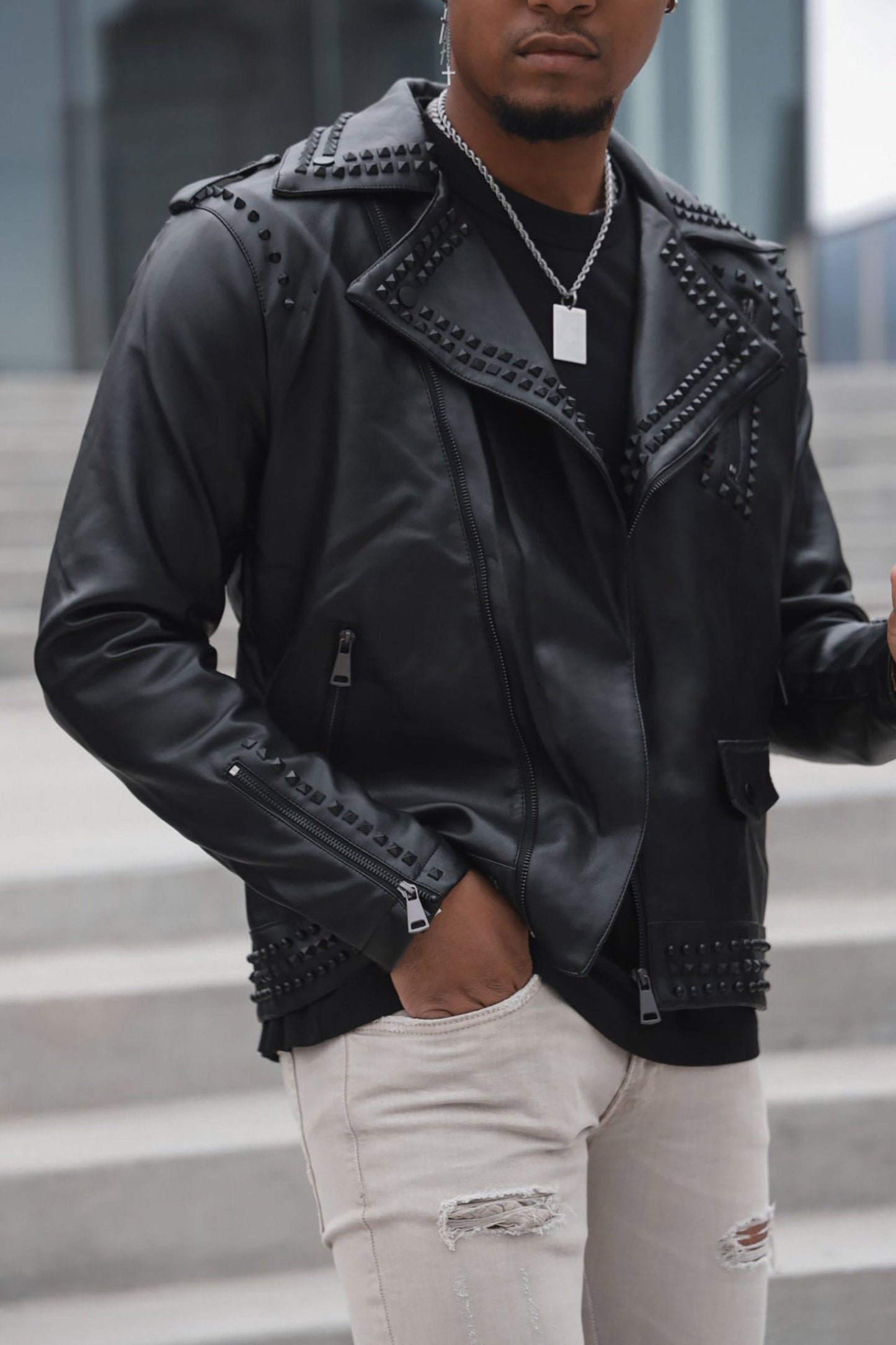 Serrated Look PU Jacket