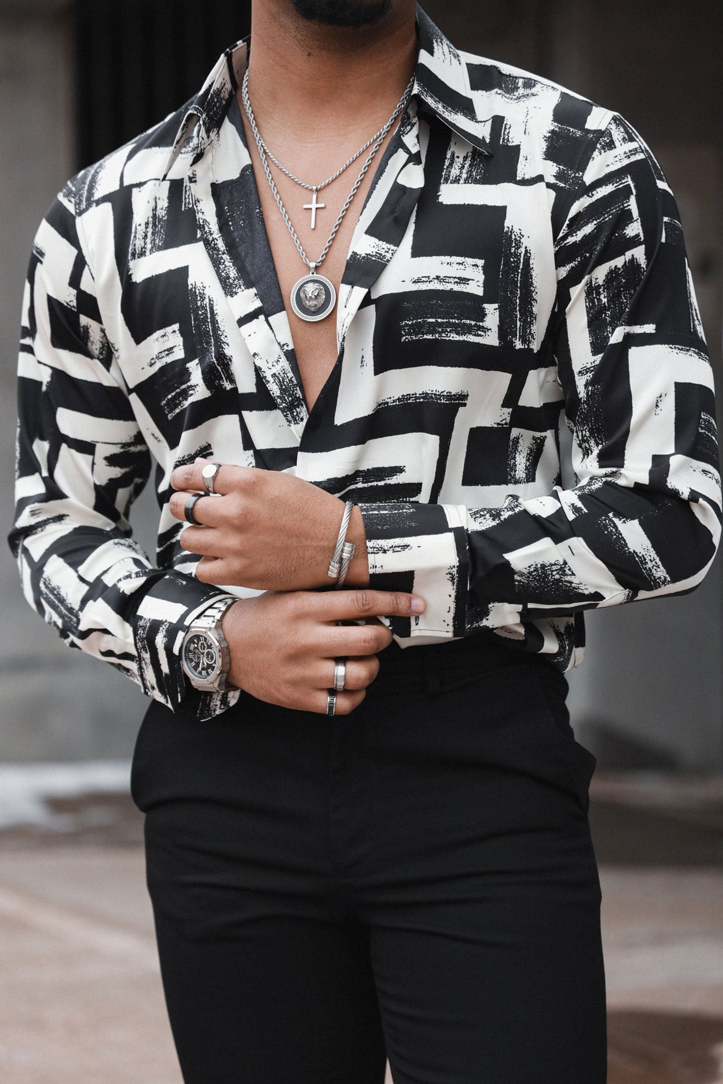 Prague Geometric Long Sleeve Shirt