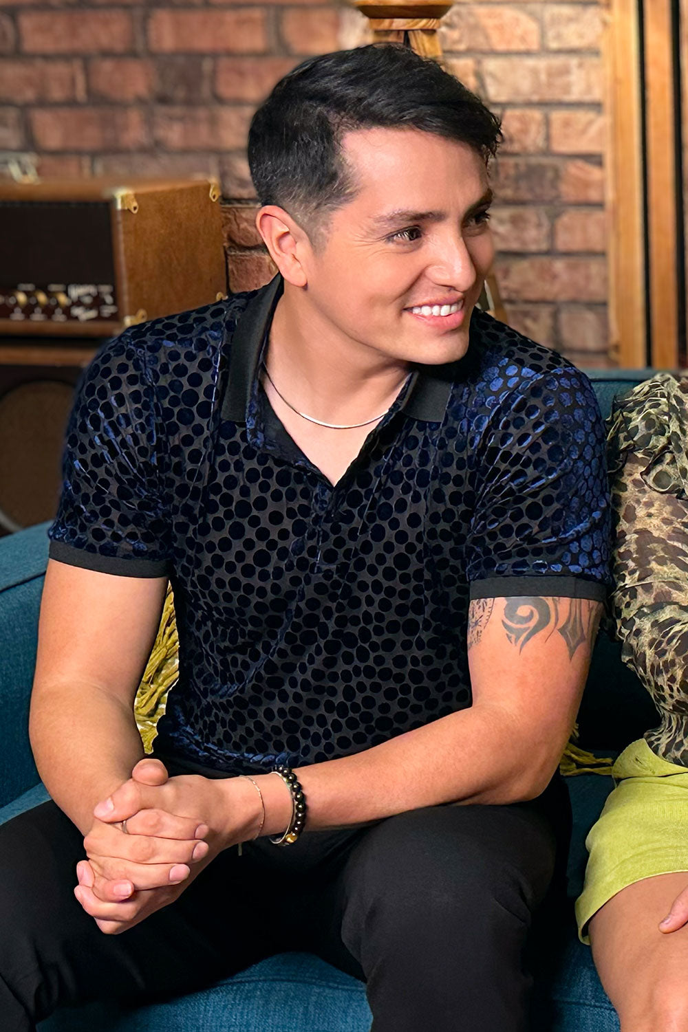 Polka Velvet Polo Shirt