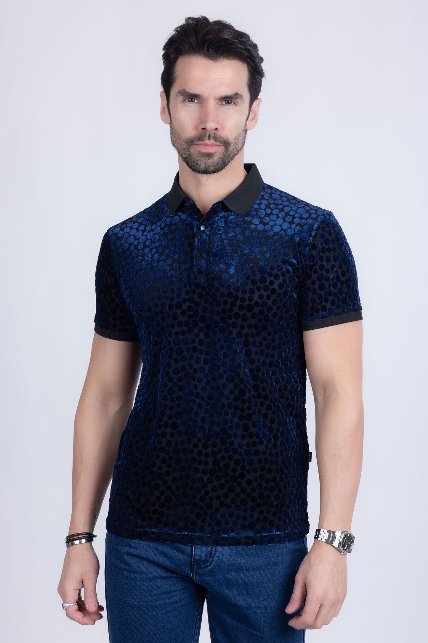 Polka Velvet Polo Shirt