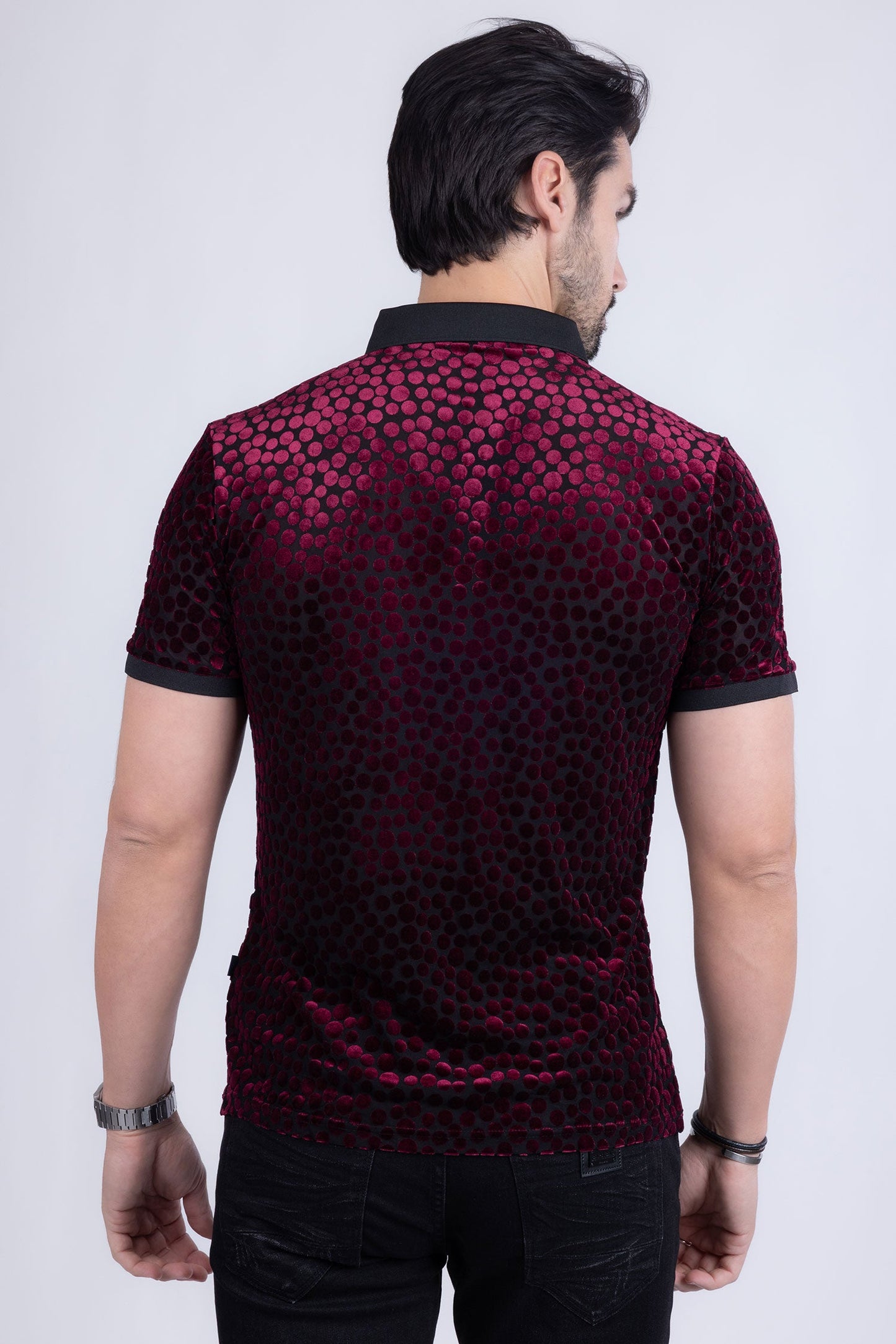 Polka Velvet Polo Shirt