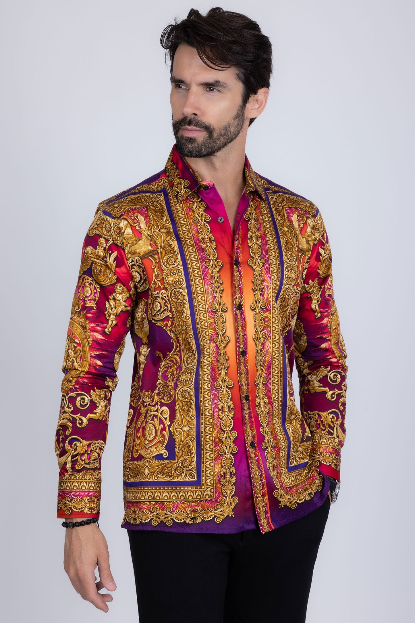 Leaning Mode Rhinestone Long Sleeve Shirt