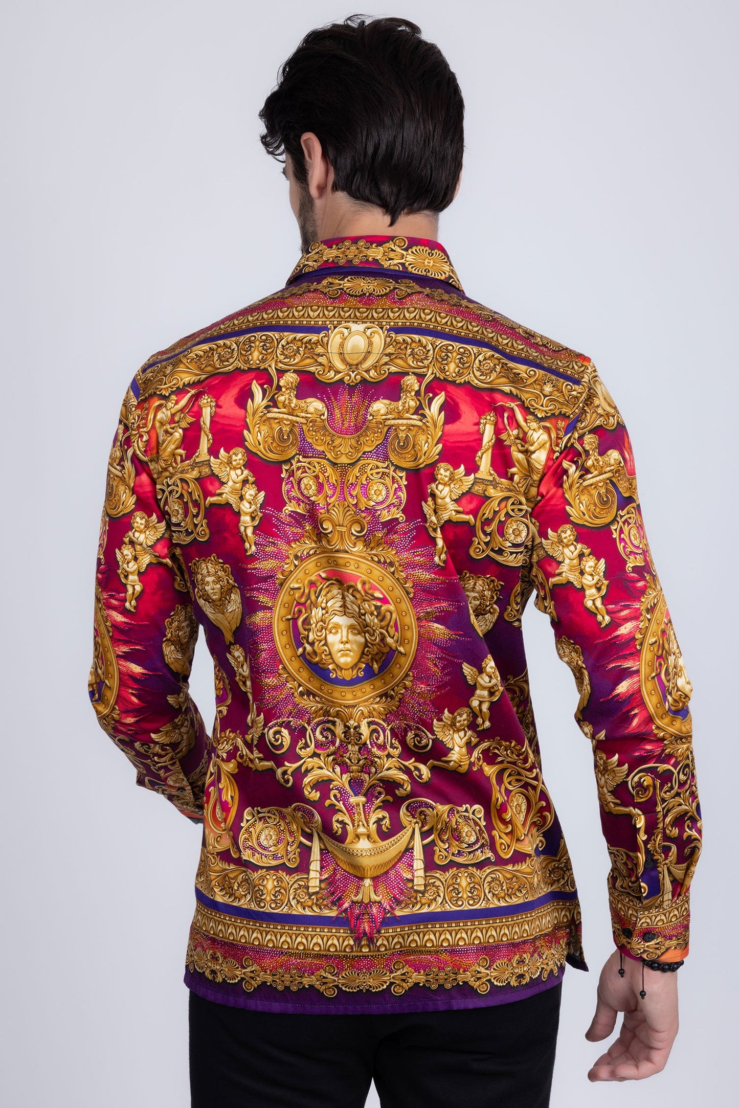 Leaning Mode Rhinestone Long Sleeve Shirt