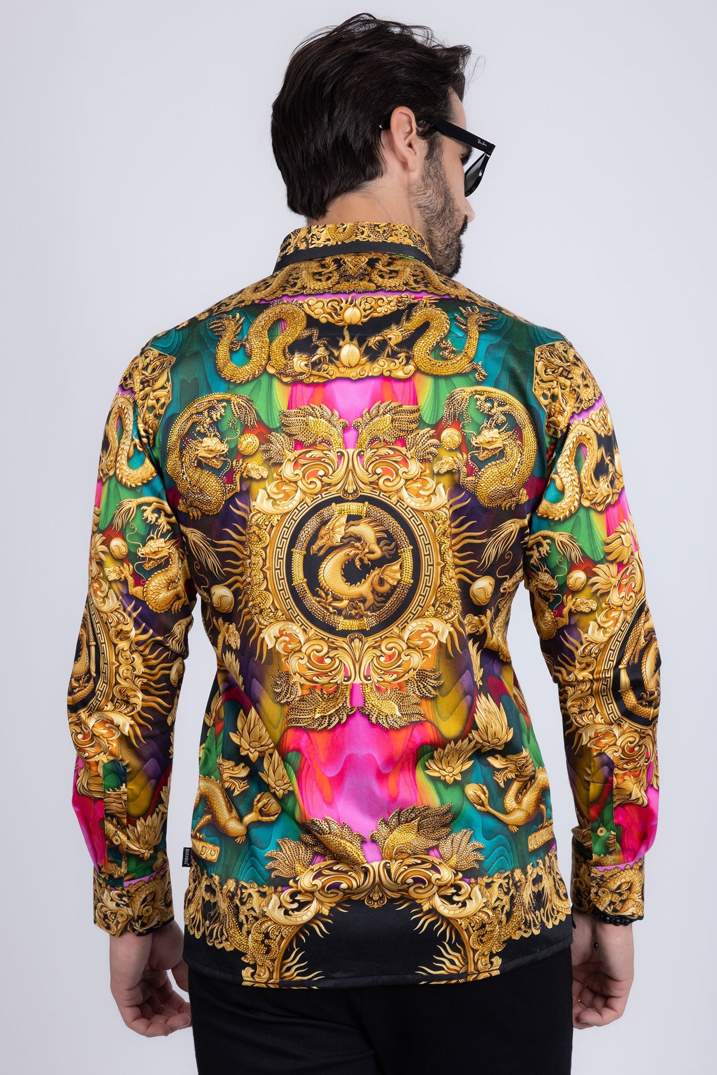 West Dragon Rhinestone Long Sleeve Shirt