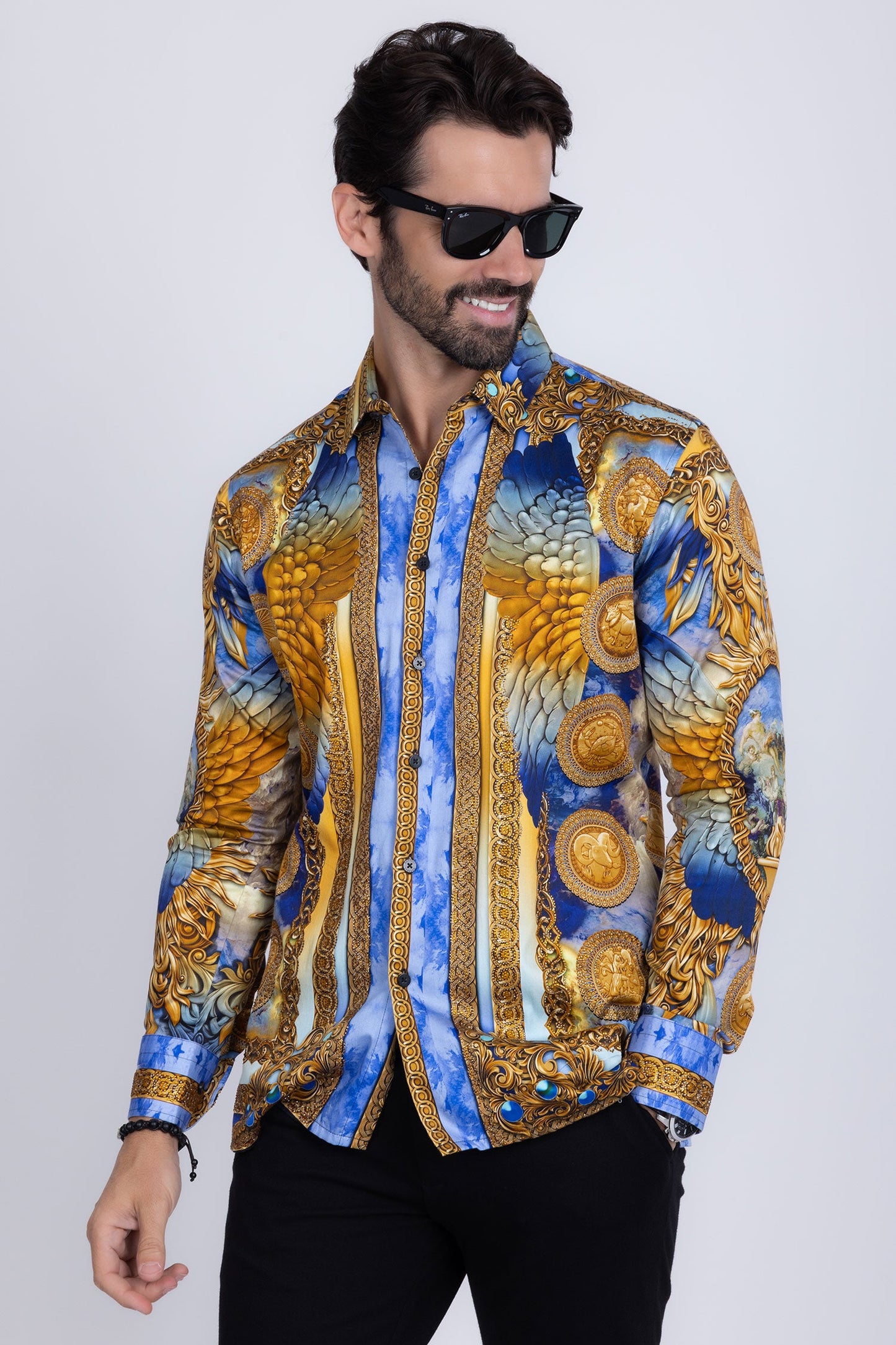 Striking Look Rhinestone Long Sleeve Shirt