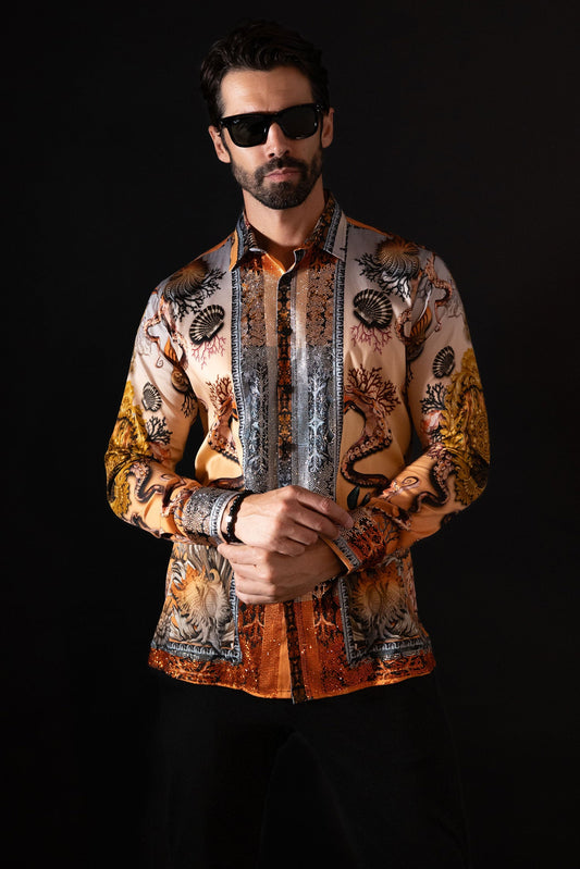 Sheering Modish Rhinestone Long Sleeve Shirt