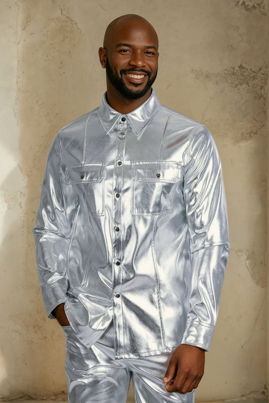 Geneva Faux Leather Long Sleeve Shirt