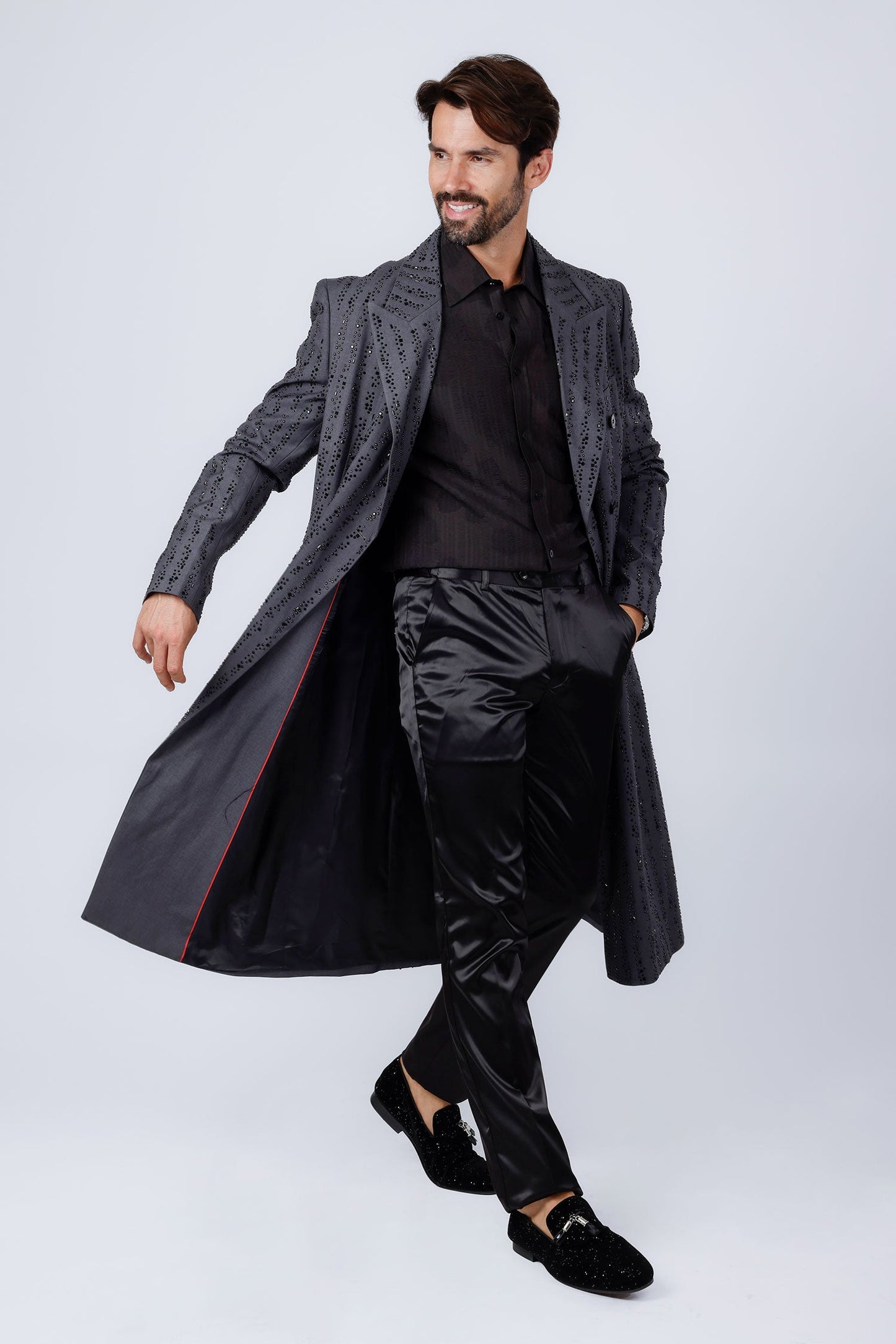 Dappled Rhinestone Long Coat