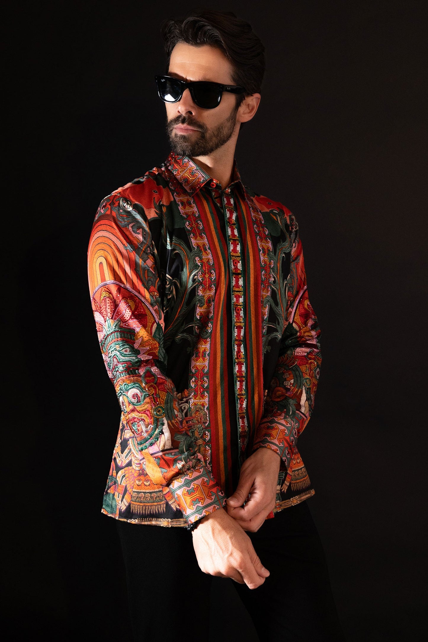 Flickerkilt Rhinestone Long Sleeve Shirt