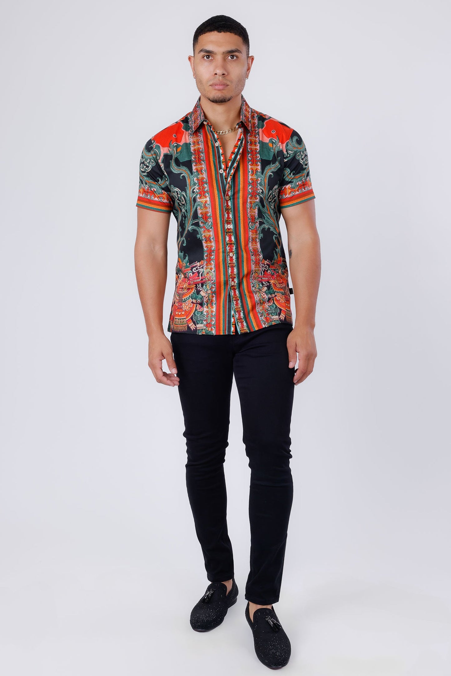 Flickerkilt Rhinestone Short Sleeve Shirt