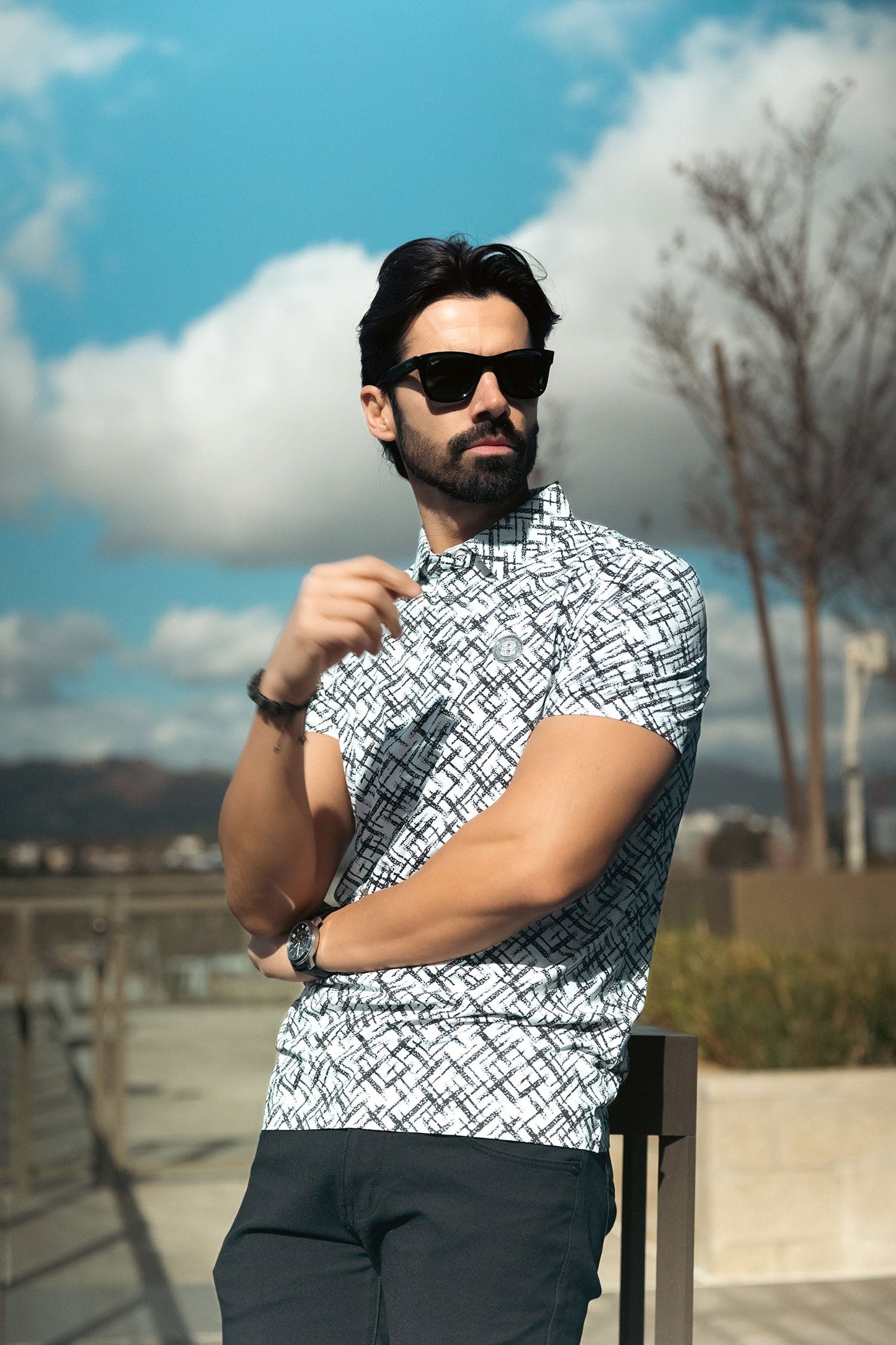 Unter Geometric Polo Shirt