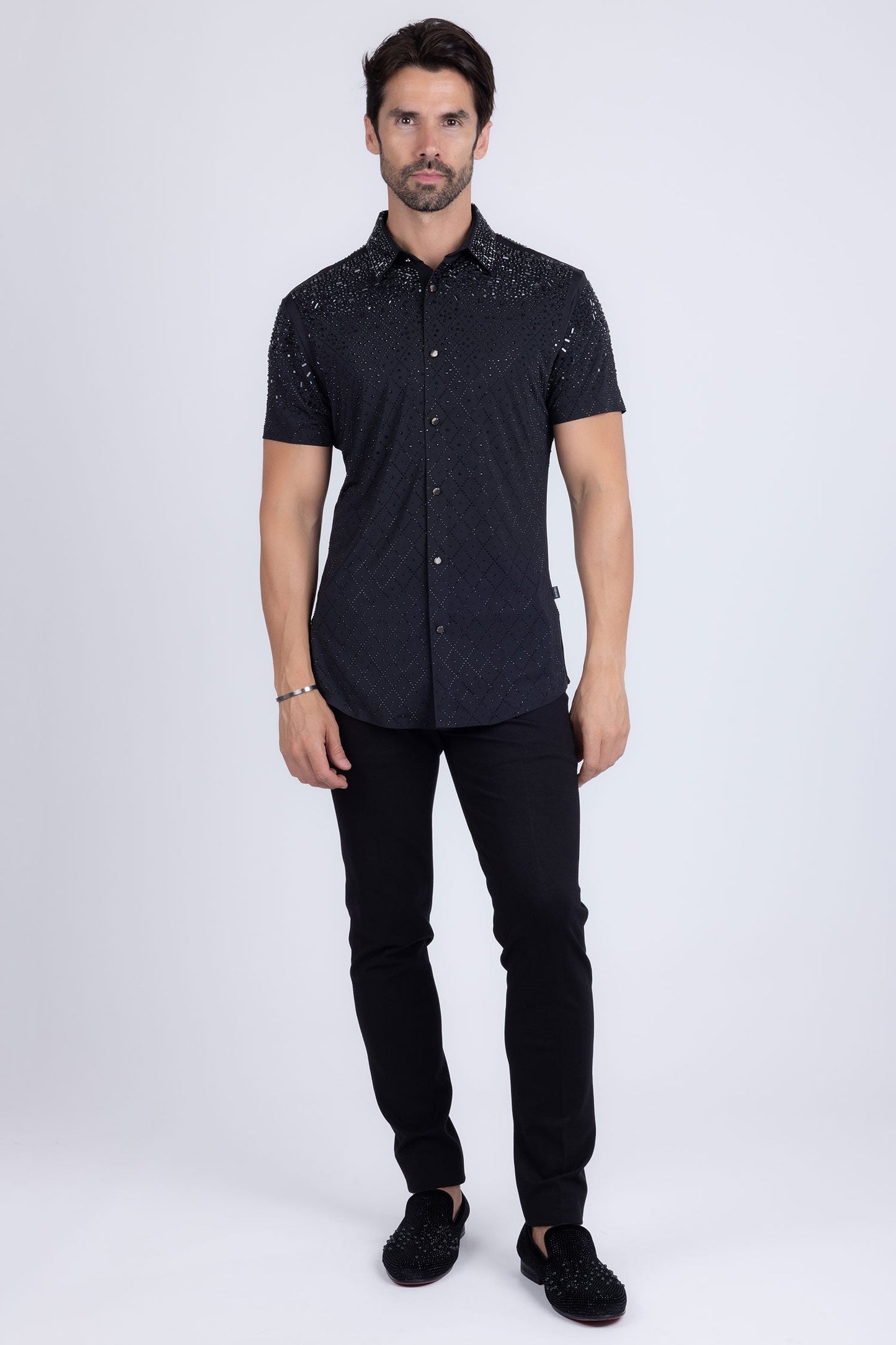 Trivon Rhinestone Short Sleeve Shirt