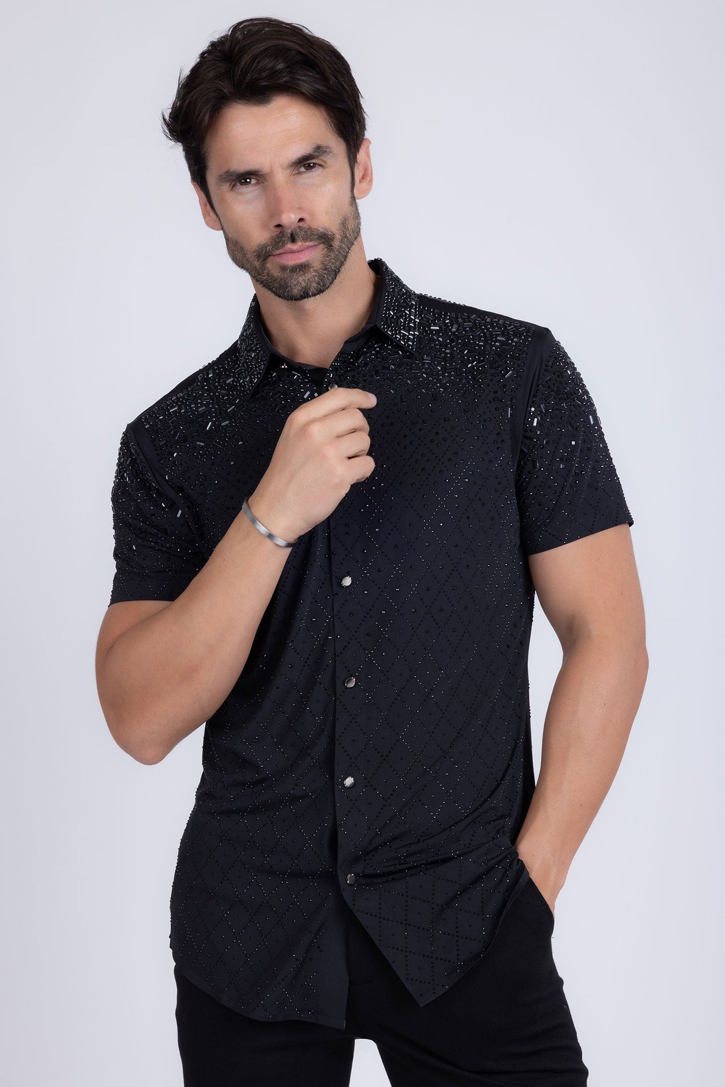 Trivon Rhinestone Short Sleeve Shirt