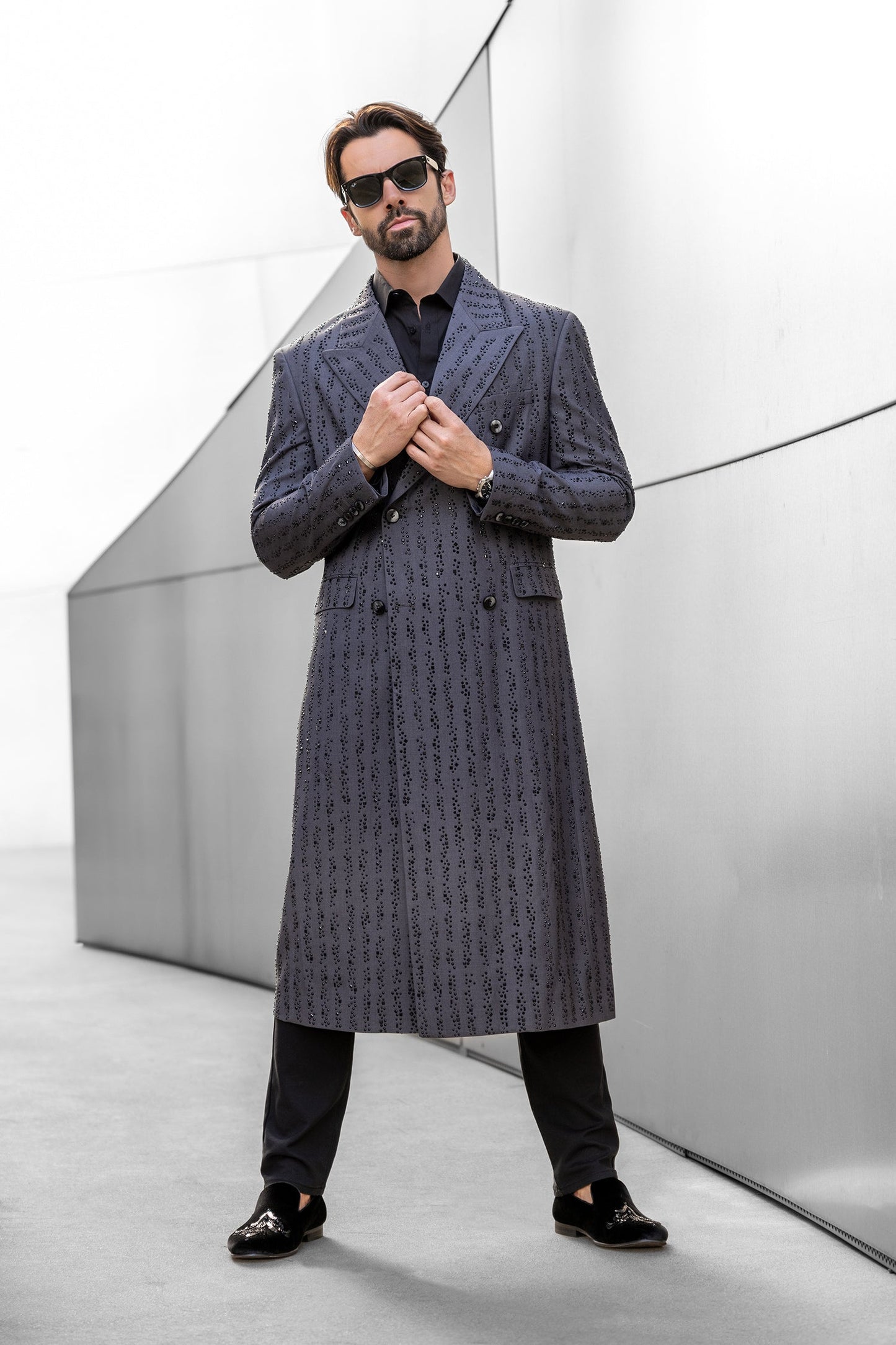 Dappled Rhinestone Long Coat