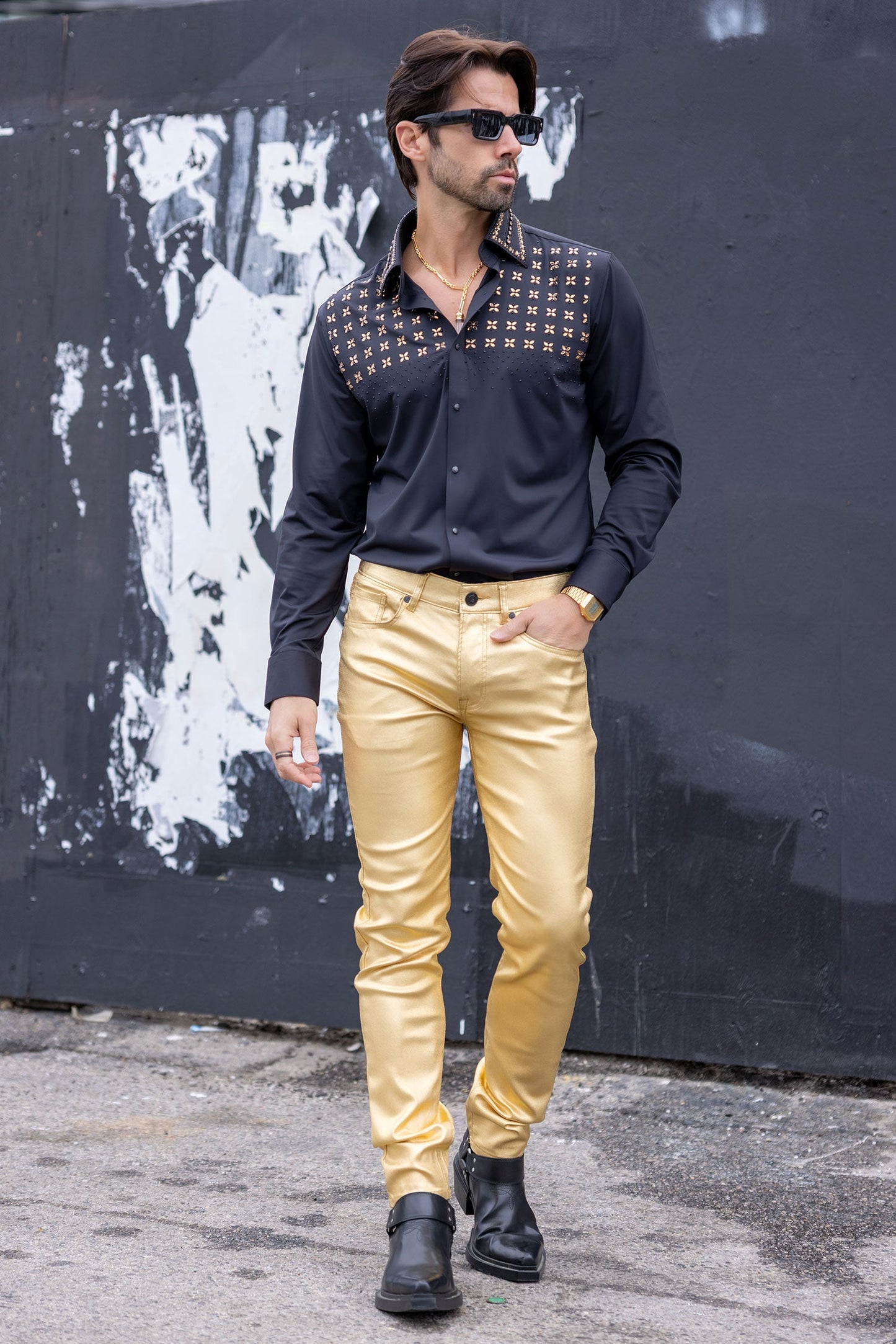 Velcia Rhinestone Long Sleeve Shirt