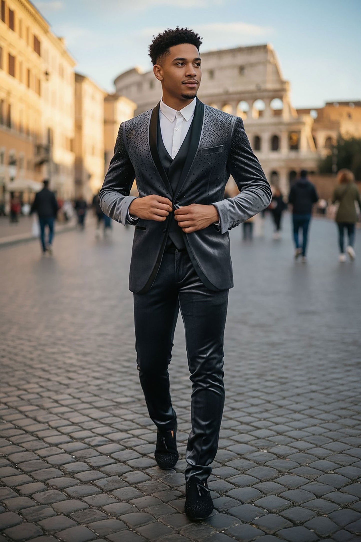 Glitterhod Velvet Rhinestone Suit