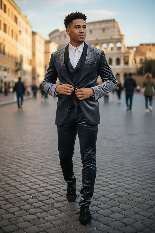 Glitterhod Velvet Rhinestone Suit