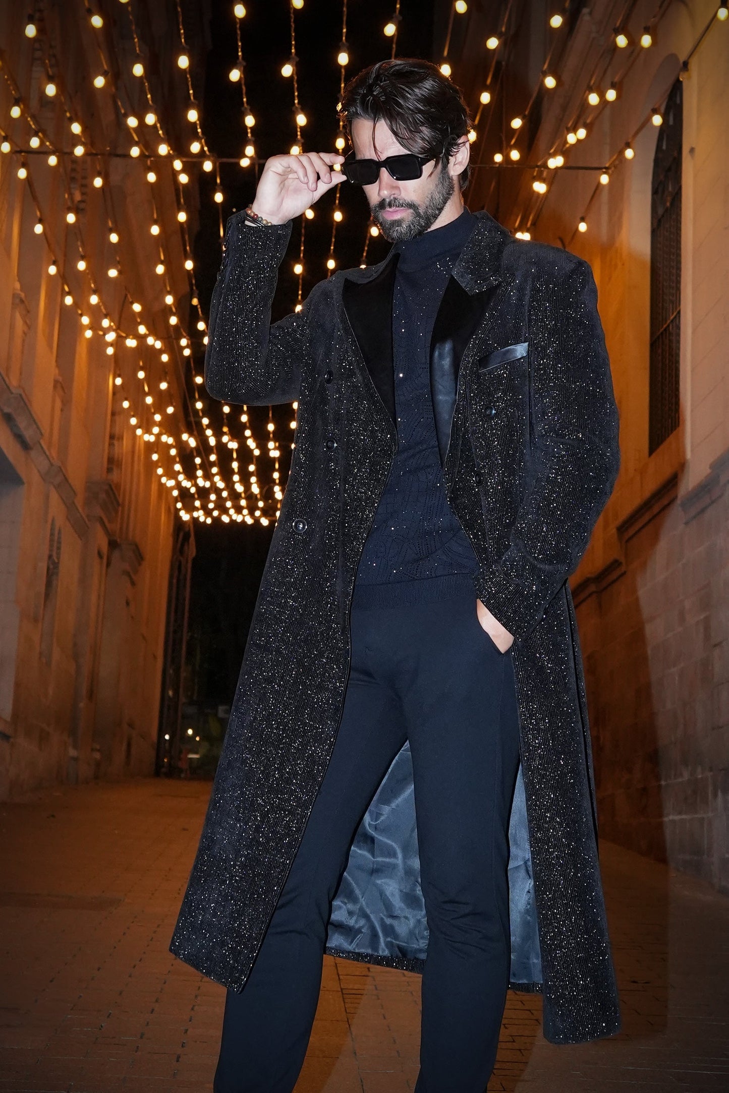 Seryna Sparkly Long Coat