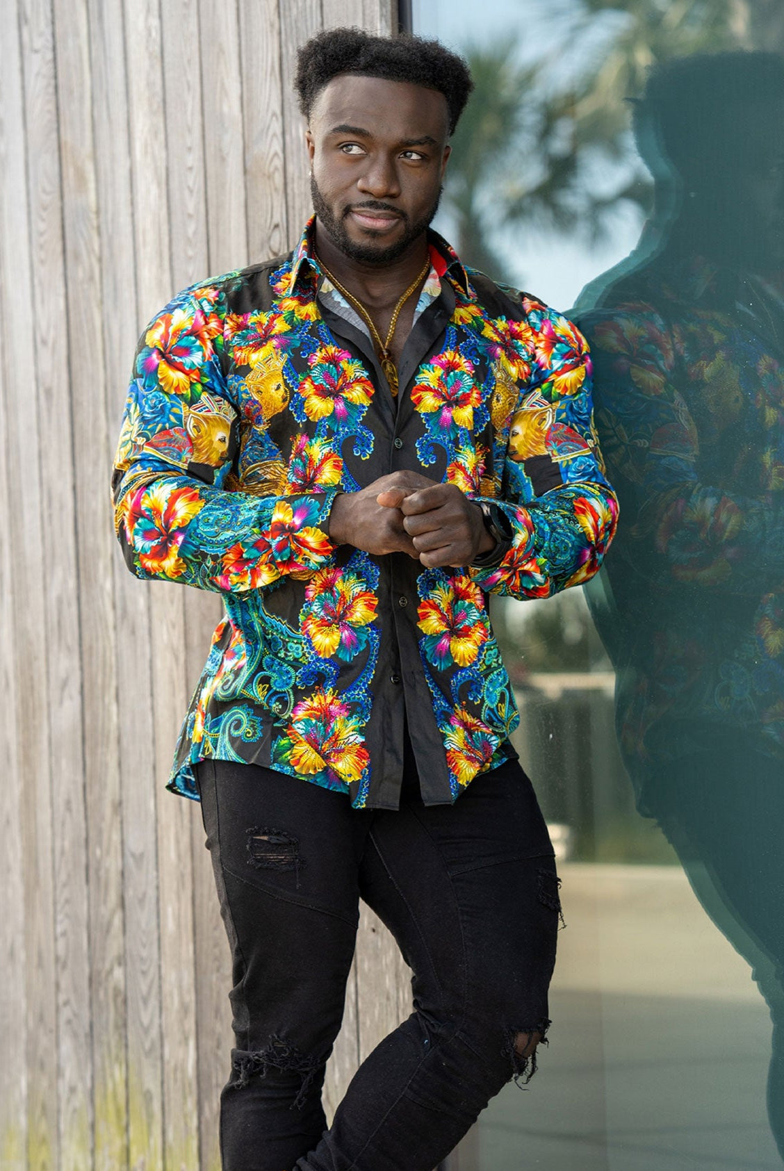 Flickerfad Rhinestone Long Sleeve Shirt