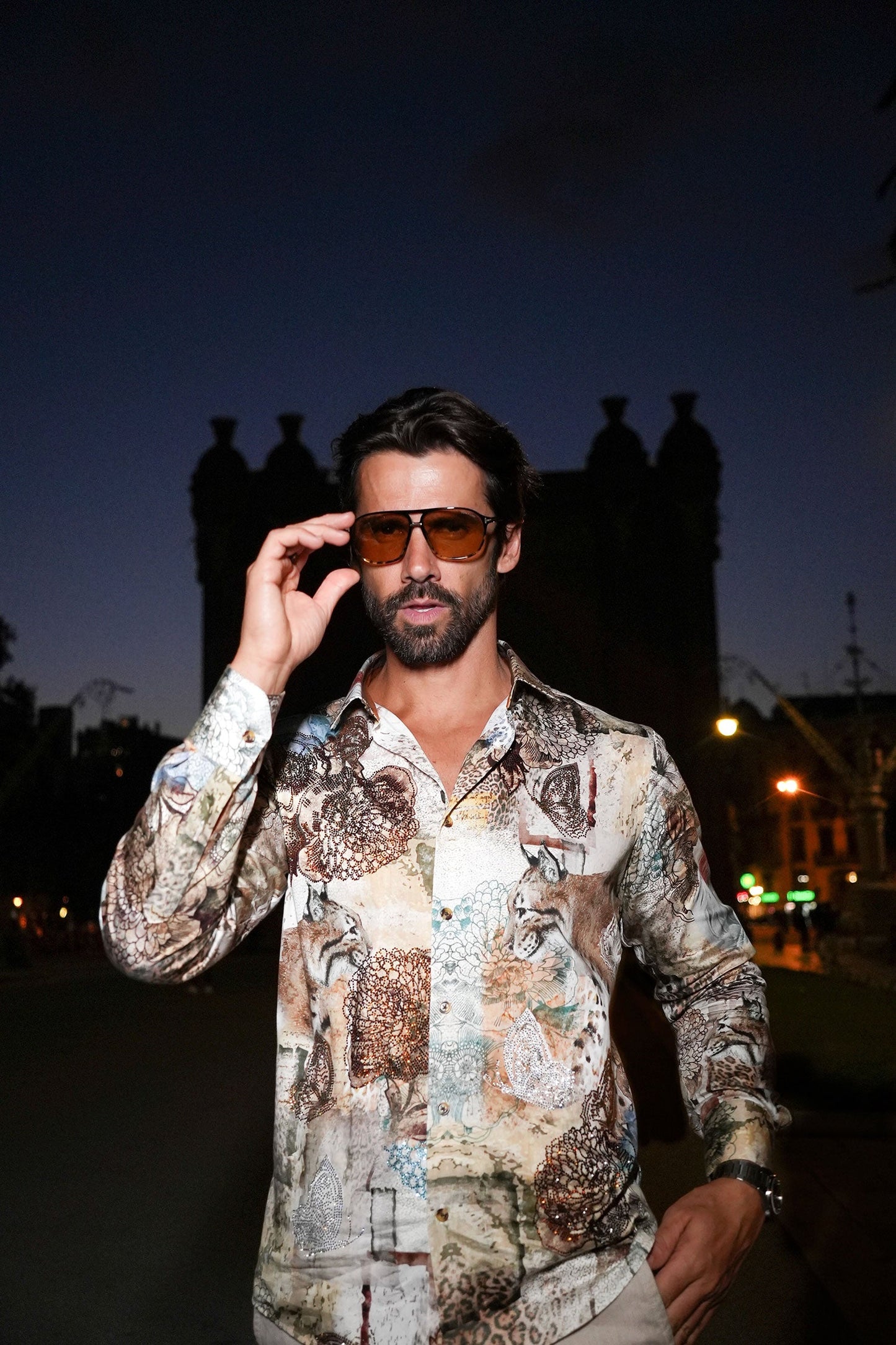 Wild Cat Rhinestone Long Sleeve Shirt