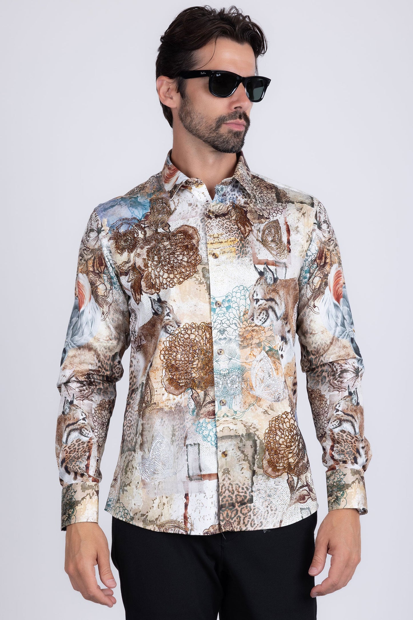 Wild Cat Rhinestone Long Sleeve Shirt