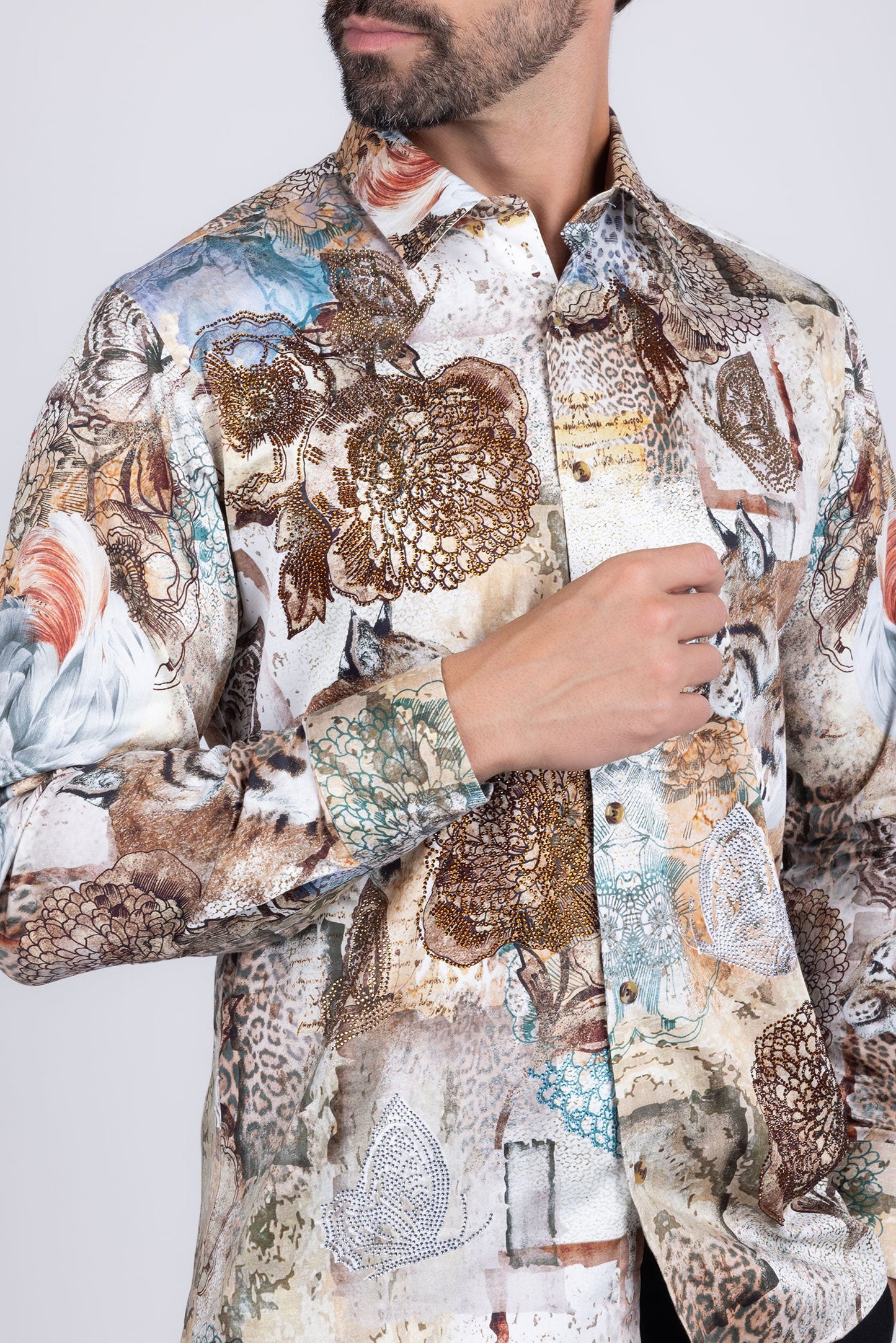 Wild Cat Rhinestone Long Sleeve Shirt