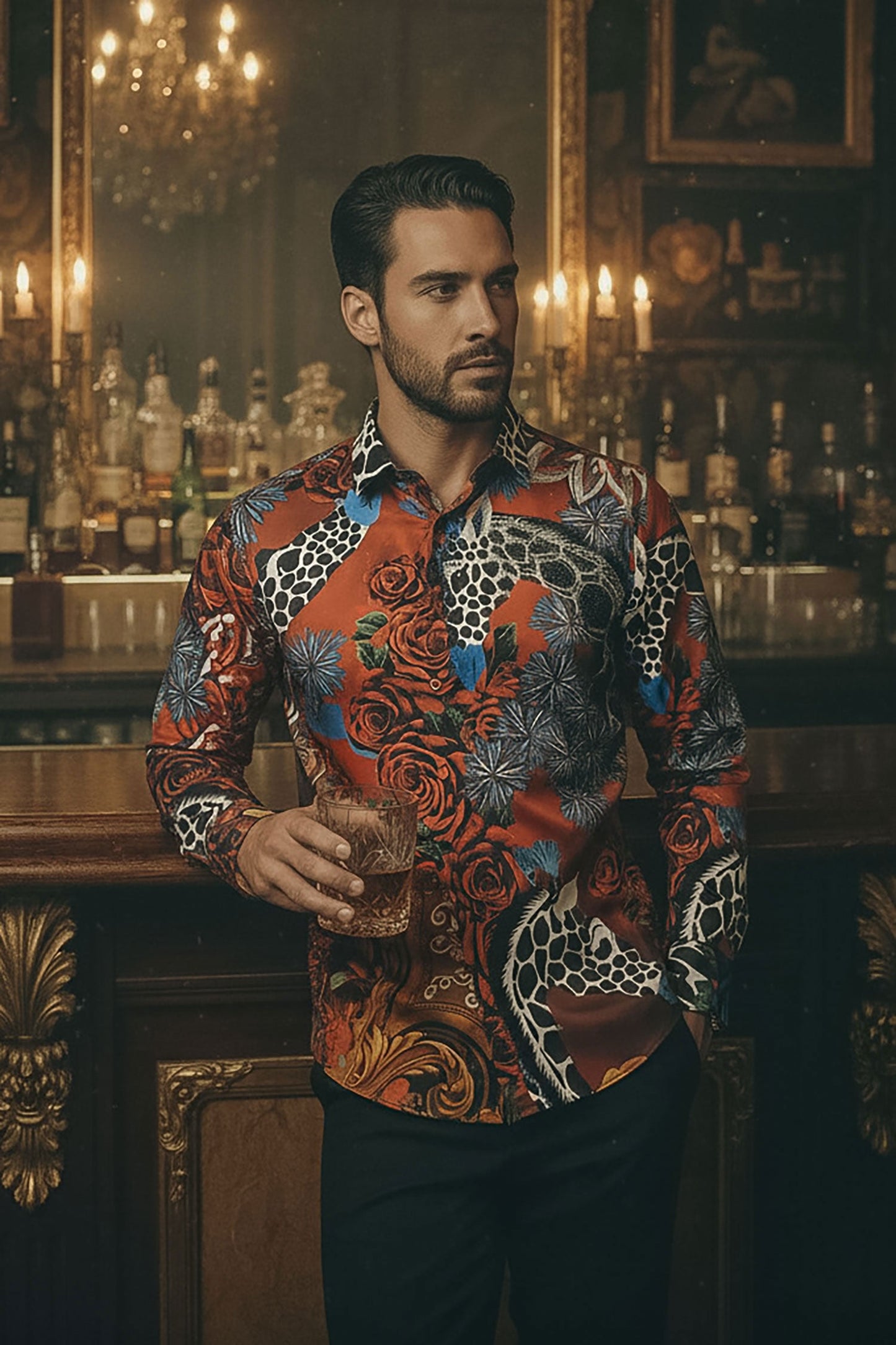 Giraffe Rose Rhinestone Long Sleeve Shirt