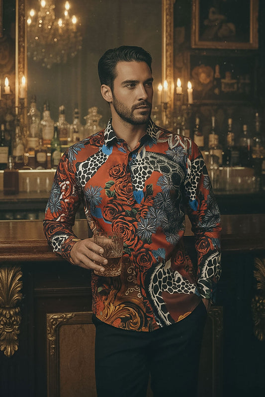 Giraffe Rose Rhinestone Long Sleeve Shirt