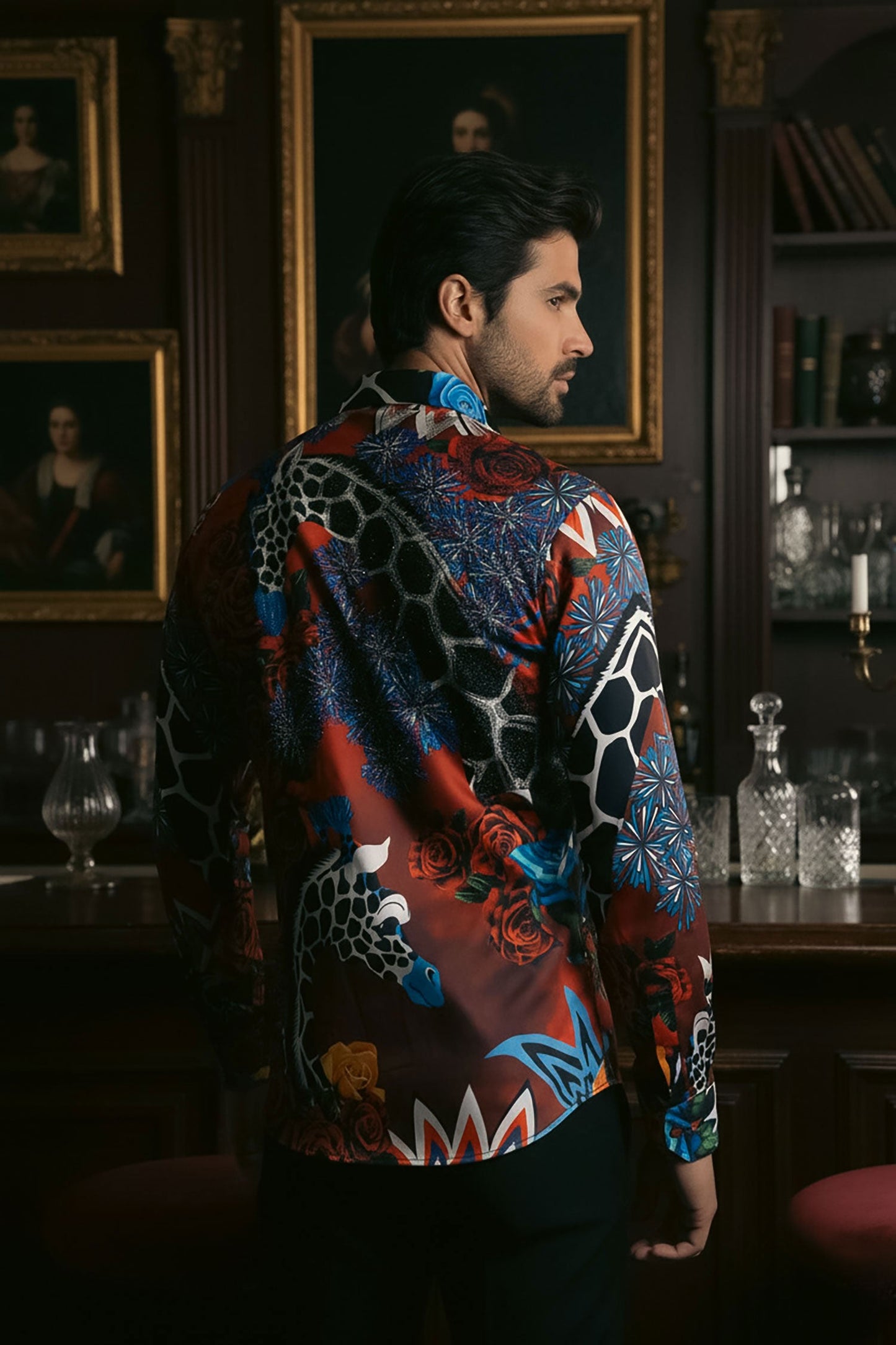 Giraffe Rose Rhinestone Long Sleeve Shirt