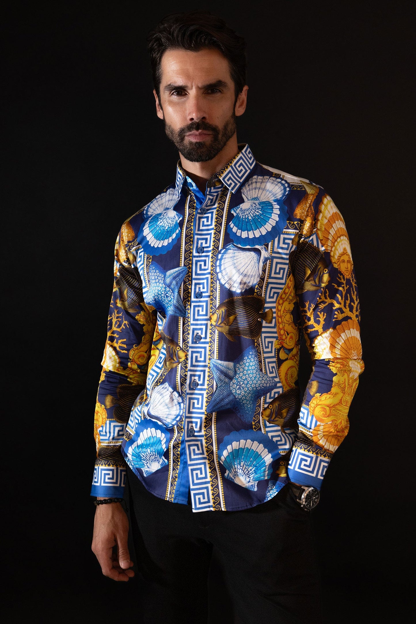 Oxford Rhinestone Long Sleeve Shirt