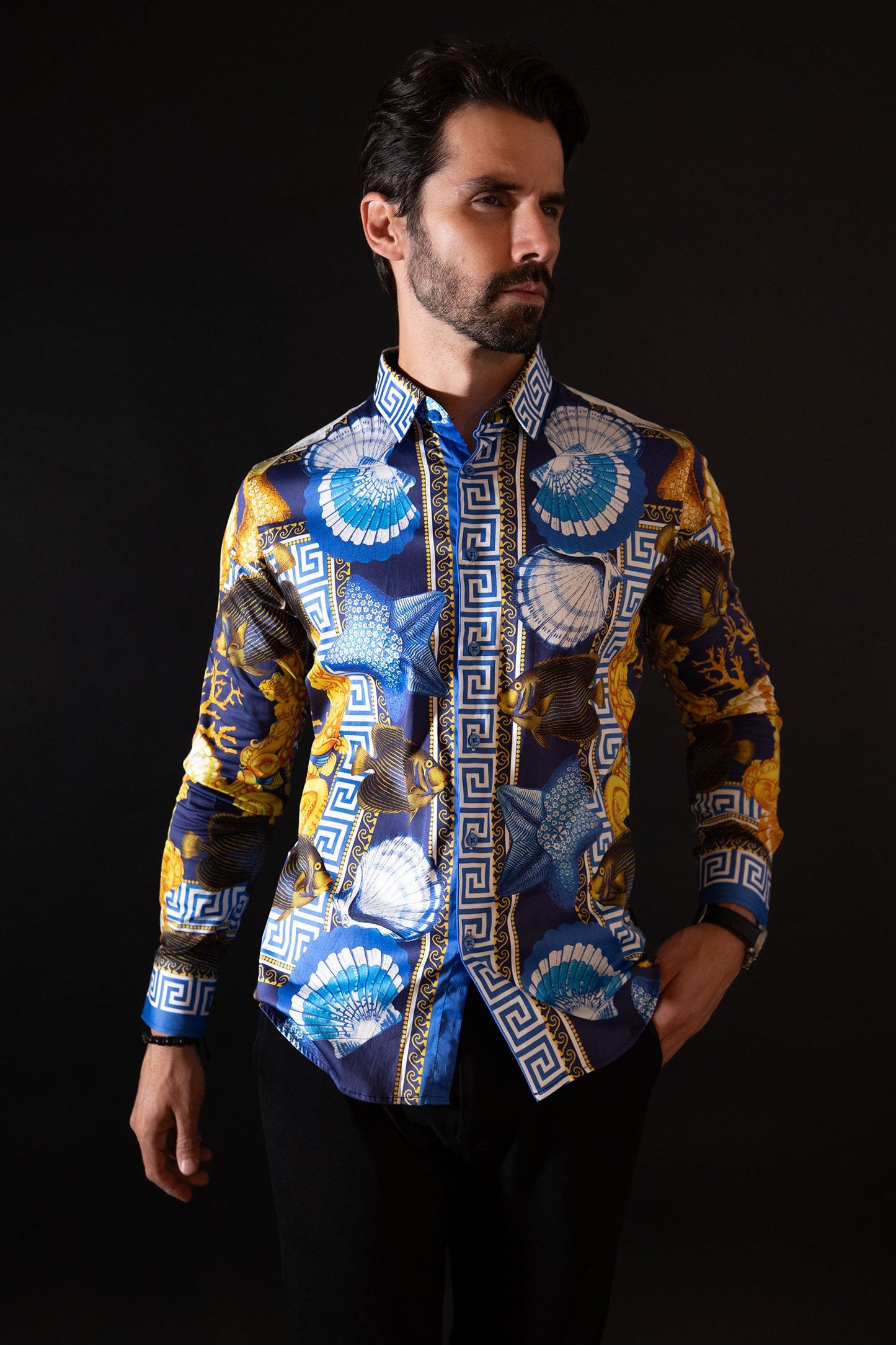 Oxford Rhinestone Long Sleeve Shirt