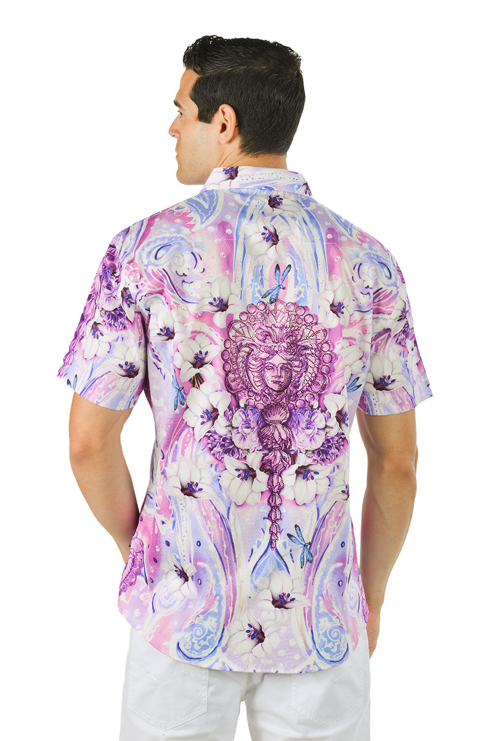 PAISLEY FLORAL Rhinestone Short Sleeve Shirt